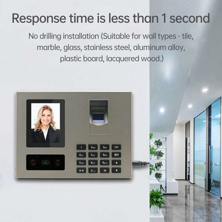 FA03 Intelligent Voice Prompt Face Recognition Fingerprint Attendance Machine(English with UK Plug)