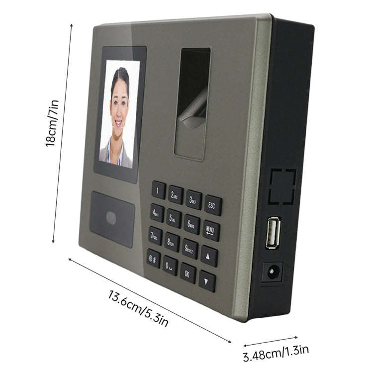 FA03 Intelligent Voice Prompt Face Recognition Fingerprint Attendance Machine(English with US Plug)