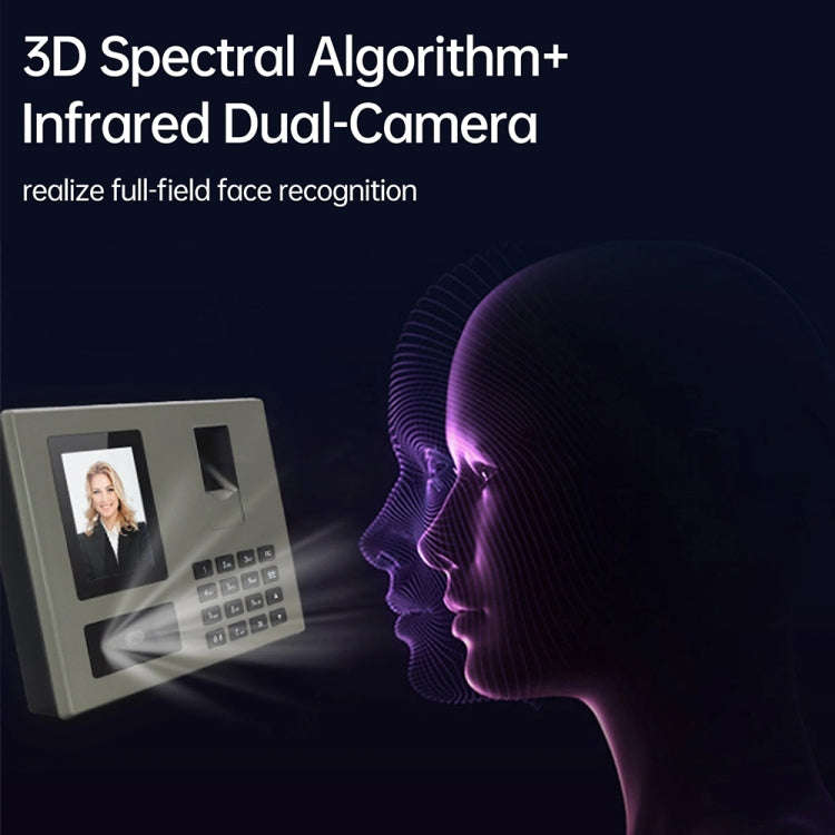 FA03 Intelligent Voice Prompt Face Recognition Fingerprint Attendance Machine(English with UK Plug)
