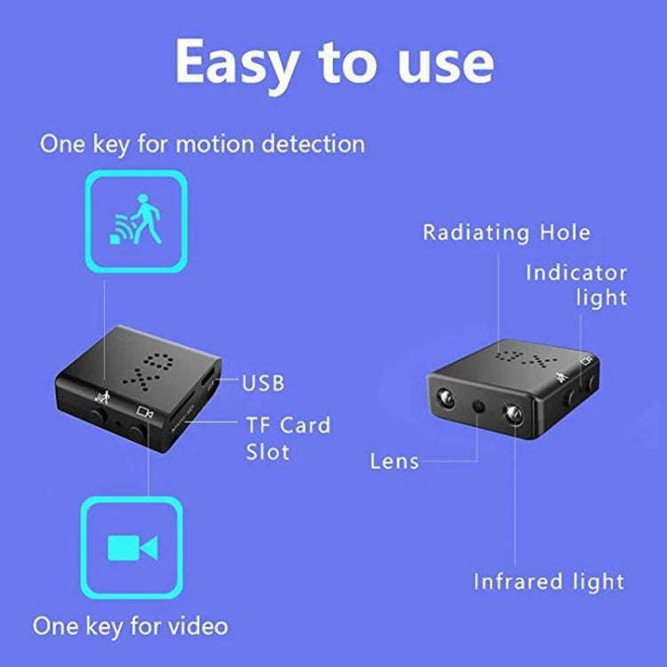 XD Camera 1080p HD Video Smart IR-CUT Infrared Night Vision Sports Camera(Direct Version No Battery)