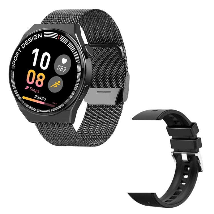 GT3Pro 1.28-Inch Health Monitoring Bluetooth Call Smart Watch With NFC, Color: Black Steel