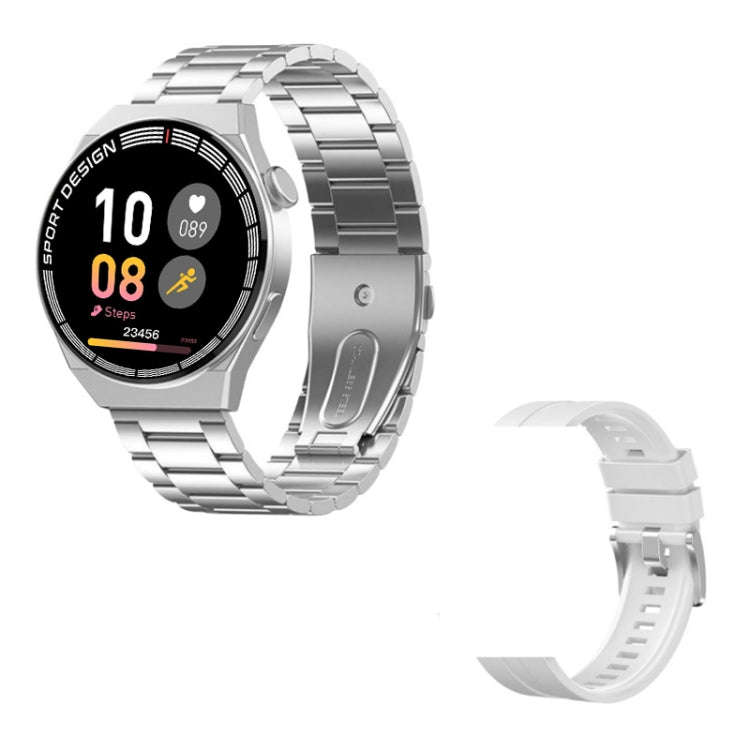 GT3Pro 1.28-Inch Health Monitoring Bluetooth Call Smart Watch With NFC, Color: Silver Three-bead ...