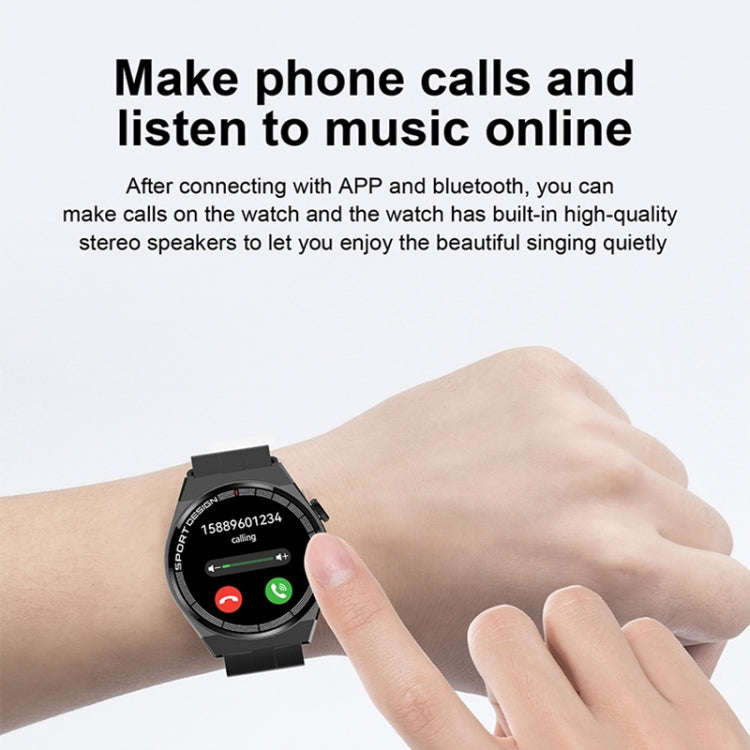 GT3Pro 1.28-Inch Health Monitoring Bluetooth Call Smart Watch With NFC, Color: Black Leather