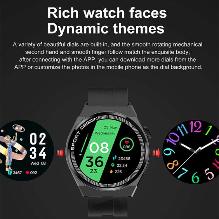GT3Pro 1.28-Inch Health Monitoring Bluetooth Call Smart Watch With NFC, Color: Black Leather