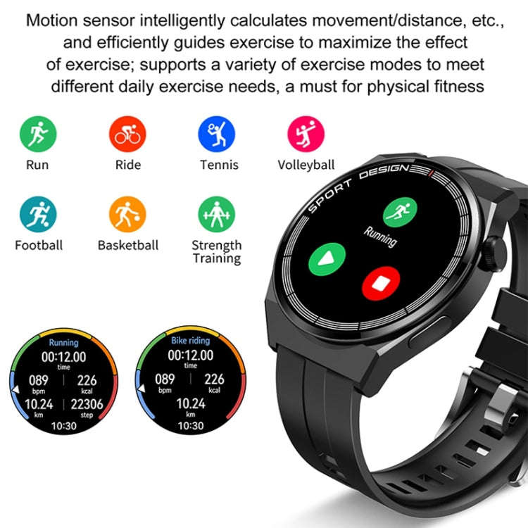 GT3Pro 1.28-Inch Health Monitoring Bluetooth Call Smart Watch With NFC, Color: Black Leather