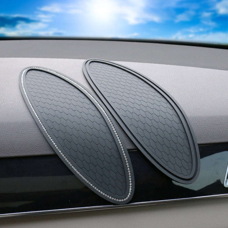 Car Center Console Ornaments Oval Anti-slip Mat, Style: With Diamond