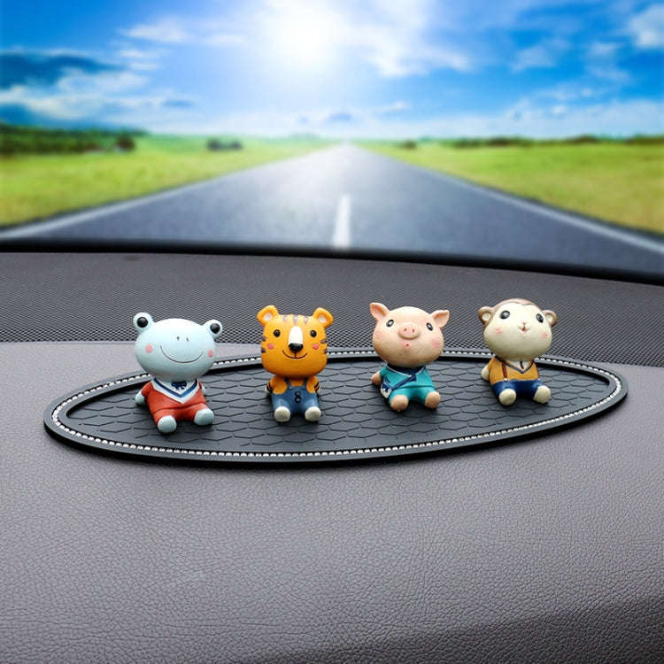 Car Center Console Ornaments Oval Anti-slip Mat, Style: Without Diamond
