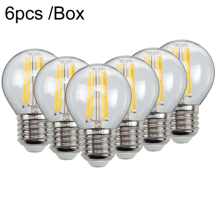 6pcs /Box G45 Bulb LED Lamp Fixture Illuminator Vintage Filament Lights, Style: Transparent Large...