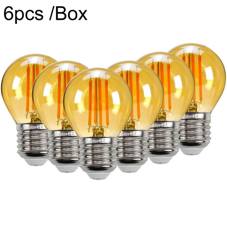 6pcs /Box G45 Bulb LED Lamp Fixture Illuminator Vintage Filament Lights, Style: Gold Large Screw(...