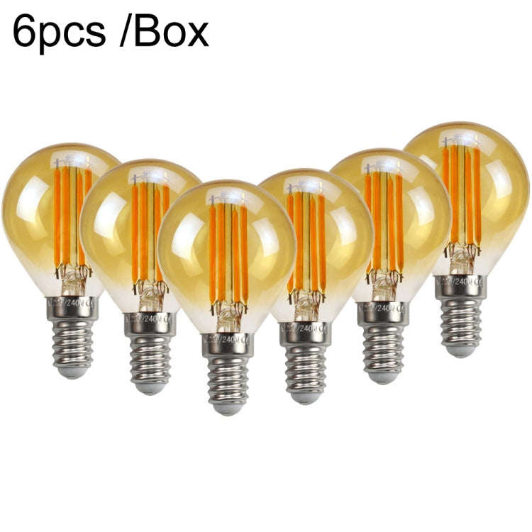 6pcs /Box G45 Bulb LED Lamp Fixture Illuminator Vintage Filament Lights, Style: Gold Small Screw(...