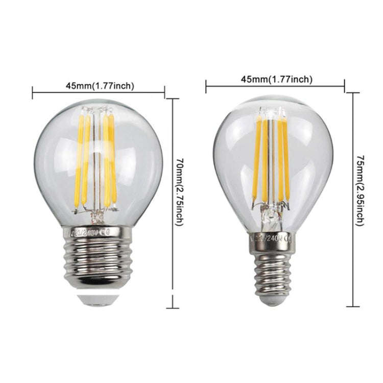 6pcs /Box G45 Bulb LED Lamp Fixture Illuminator Vintage Filament Lights, Style: Transparent Large...