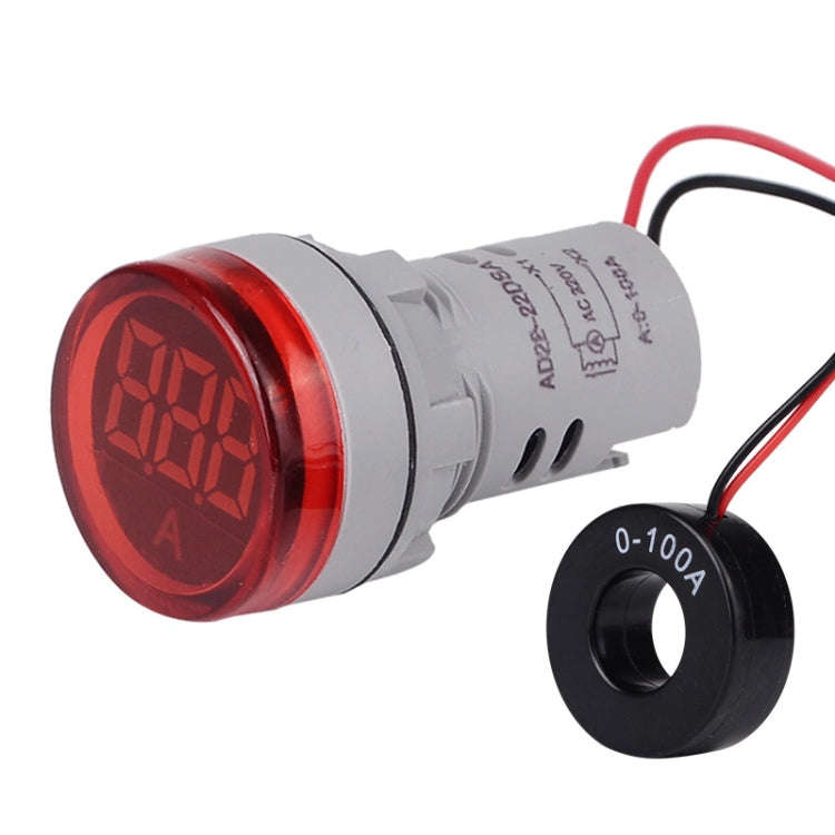 SINOTIMER ST16A Round 22mm LED Digital Signal Light 220V AC Ammeter 0-100A AC Current Indicator L...