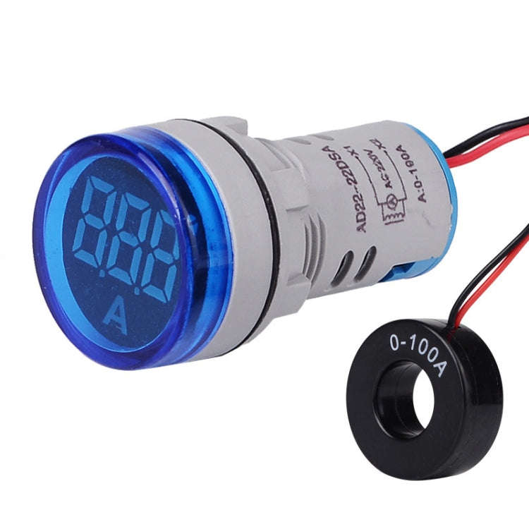 SINOTIMER ST16A Round 22mm LED Digital Signal Light 220V AC Ammeter 0-100A AC Current Indicator L...