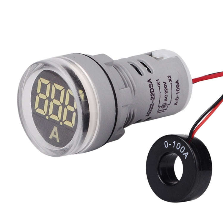 SINOTIMER ST16A Round 22mm LED Digital Signal Light 220V AC Ammeter 0-100A AC Current Indicator L...