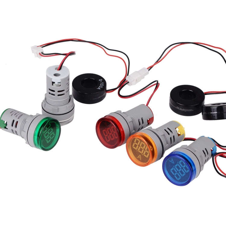 SINOTIMER ST16A Round 22mm LED Digital Signal Light 220V AC Ammeter 0-100A AC Current Indicator L...