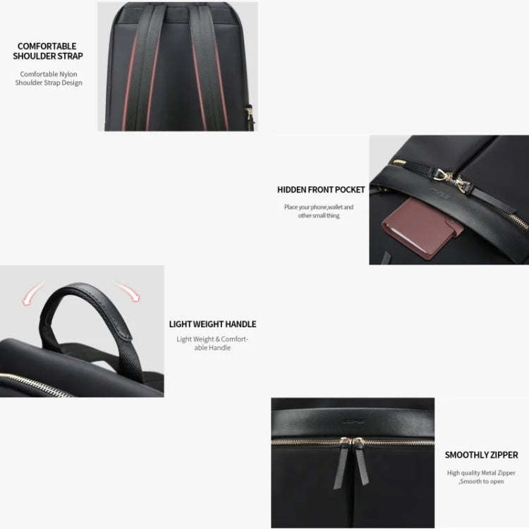 Bopai 14-inch Laptop Casual Lightweight Waterproof Backpack(Black)