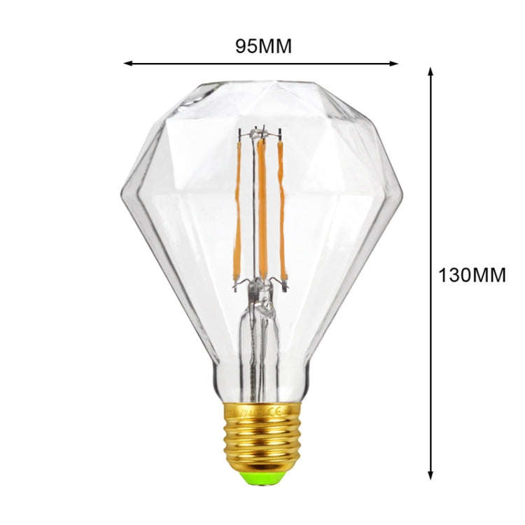 E27 Screw Port LED Vintage Light Shaped Decorative Illumination Bulb, Style: Flat Diamond Transpa...