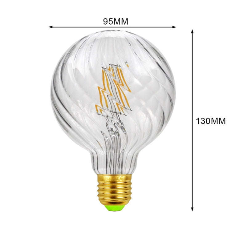 E27 Screw Port LED Vintage Light Shaped Decorative Illumination Bulb, Style: G95 Oblique Transpar...