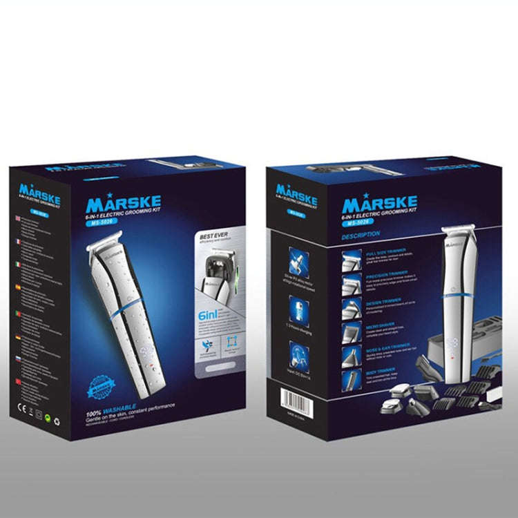 MARSKE 6 In 1 Hair Clipper Grooming Set Rechargeable Razor Carving Nose Hair Trimmer US Plug