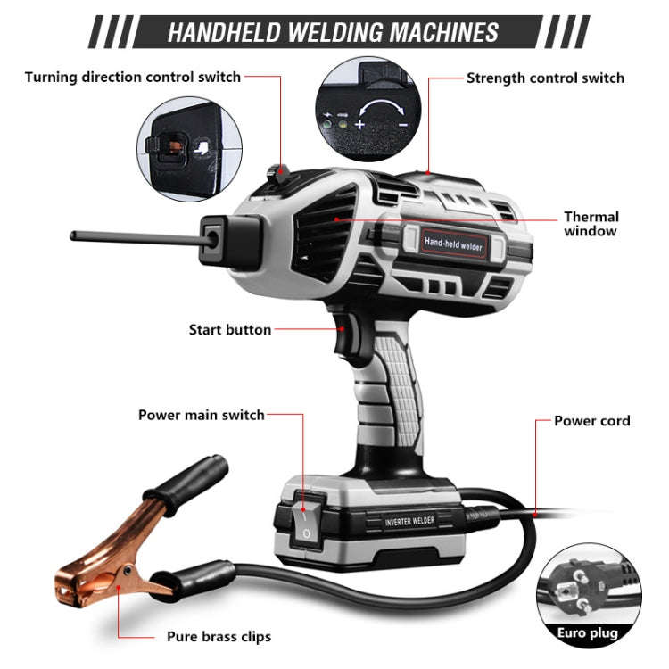 Handheld Welding Machine Home Small Portable Inverter Welder(Green EU Plug 220V)
