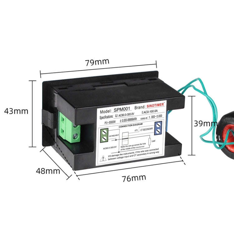 SINOTIMER SPM001 AC LED Digital Voltmeter Frequency Factors Meter Power Monitor, Specification: A...