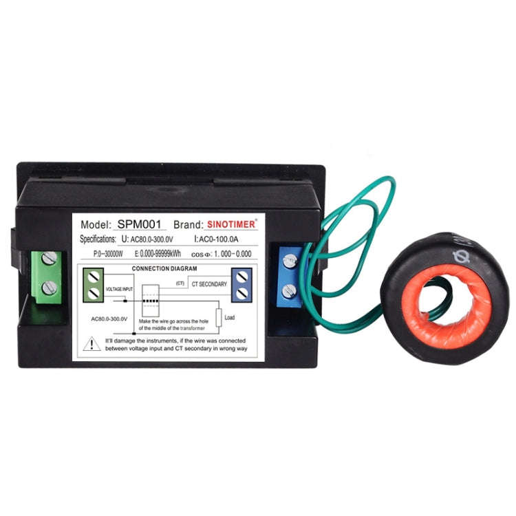 SINOTIMER SPM001 AC LED Digital Voltmeter Frequency Factors Meter Power Monitor, Specification: A...