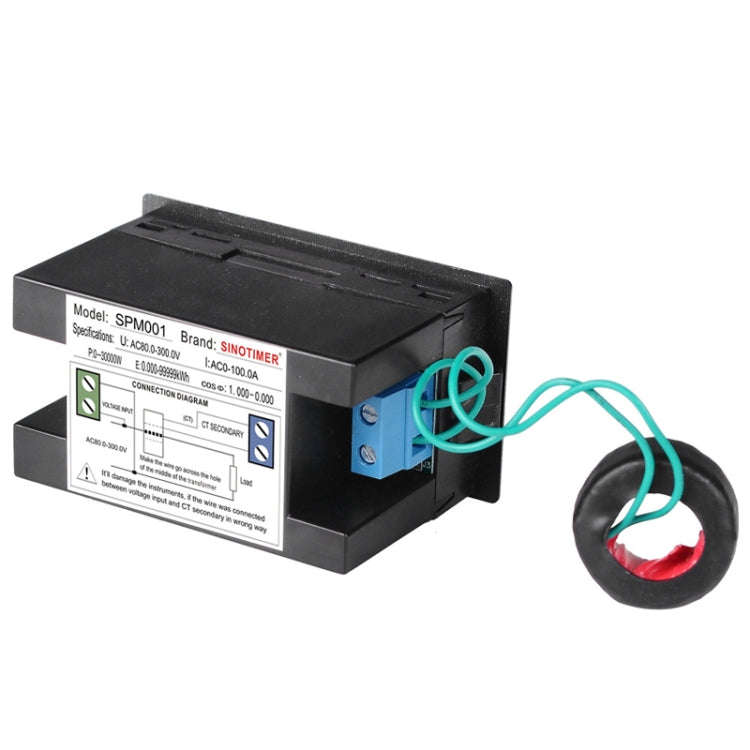 SINOTIMER SPM001 AC LED Digital Voltmeter Frequency Factors Meter Power Monitor, Specification: A...