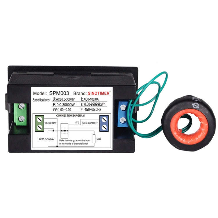 SINOTIMER SPM003 AC LED Digital Voltmeter Frequency Factors Meter Power Monitor, Specification: A...