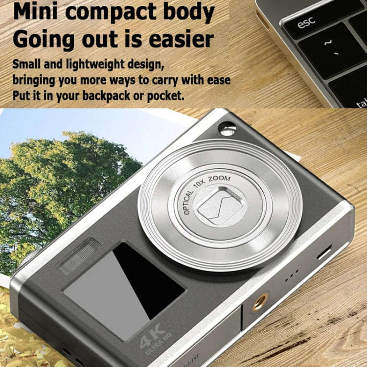 4K HD Optical Zoom Digital Camera 60MP Dual Screen Selfie Camera, No Memory(White)