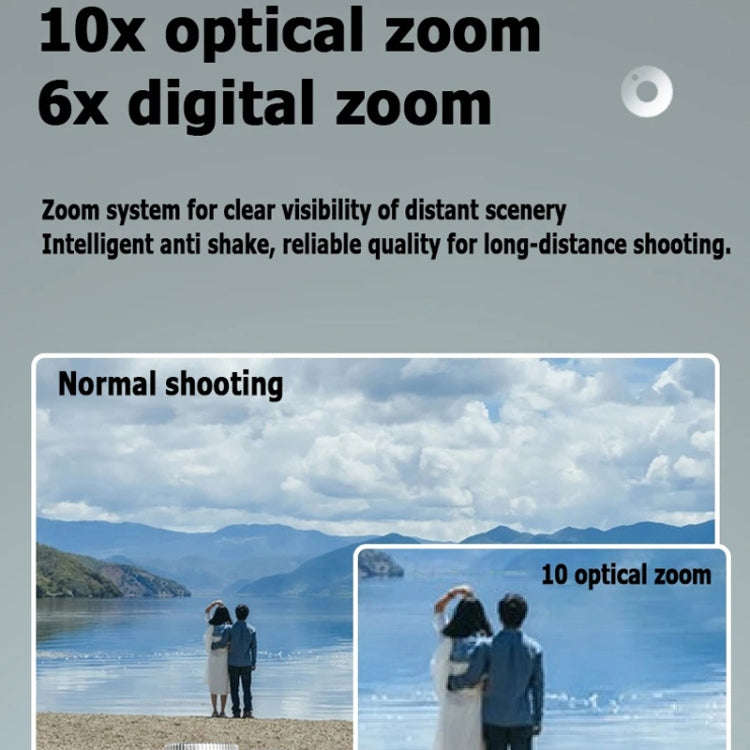 4K HD Optical Zoom Digital Camera 60MP Dual Screen Selfie Camera, No Memory(White)