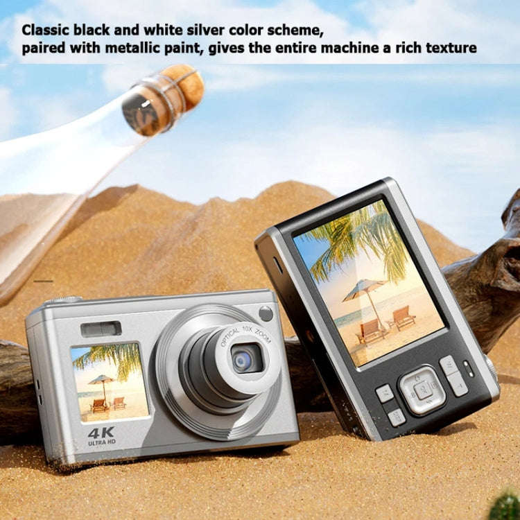 4K HD Optical Zoom Digital Camera 60MP Dual Screen Selfie Camera, No Memory(White)
