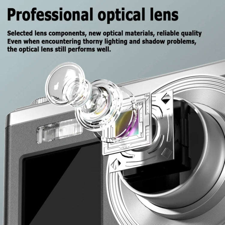 4K HD Optical Zoom Digital Camera 60MP Dual Screen Selfie Camera, No Memory(White)