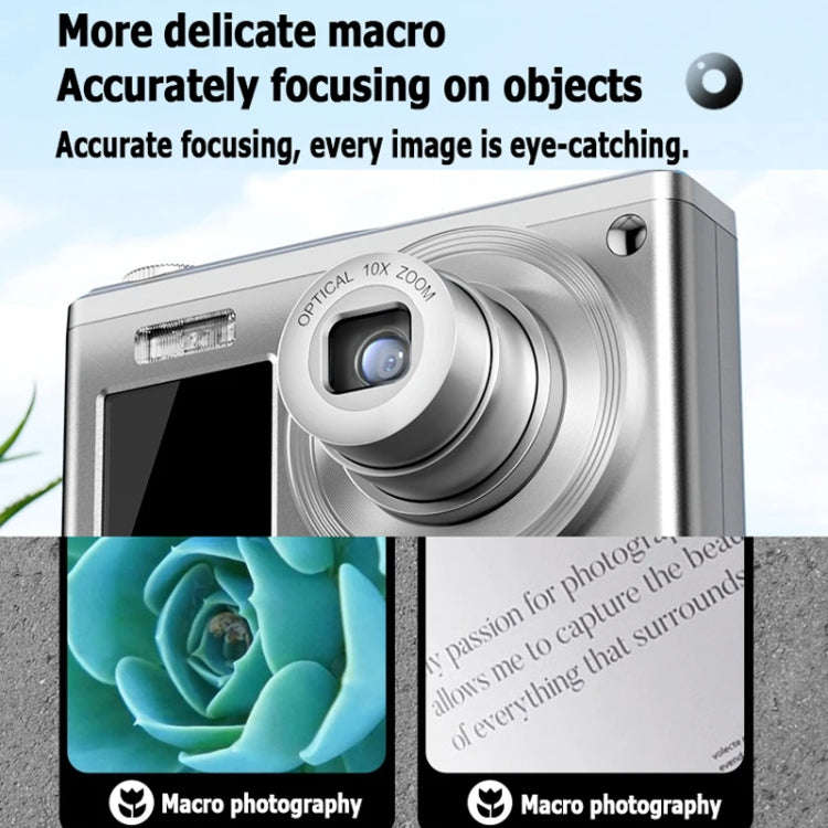 4K HD Optical Zoom Digital Camera 60MP Dual Screen Selfie Camera, No Memory(White)