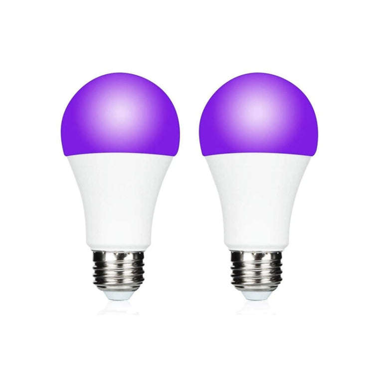 2pcs /Pack 9W E27 LED Purple Light UV Bulbs Ambient Light(White)
