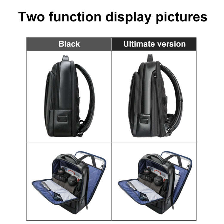Bopai Large-Capacity Waterproof Business Laptop Backpack With USB+Type-C Port, Color: Black