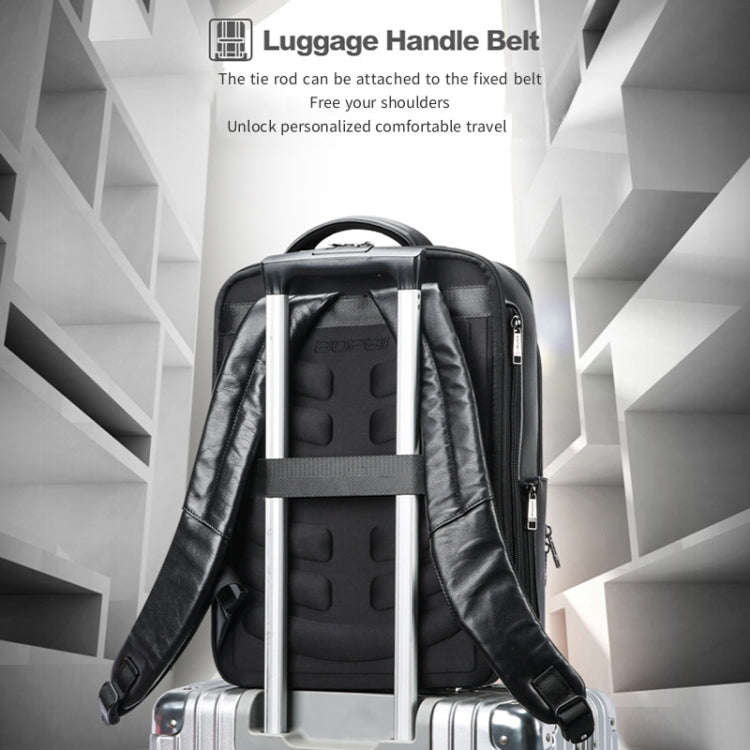 Bopai Large-Capacity Waterproof Business Laptop Backpack With USB+Type-C Port, Color: Black