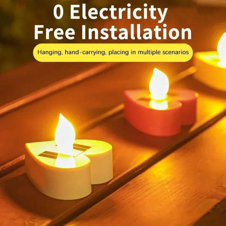 Solar Candle Light Outdoor Courtyard Villa Garden Waterproof Decoration Light, Spec: Heart Model ...