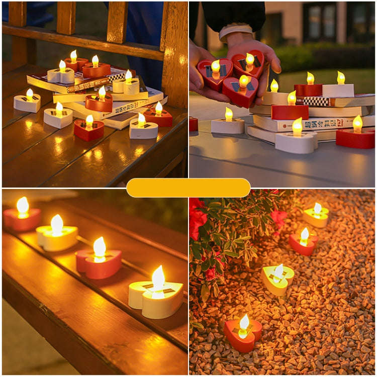 Solar Candle Light Outdoor Courtyard Villa Garden Waterproof Decoration Light, Spec: Heart Model ...