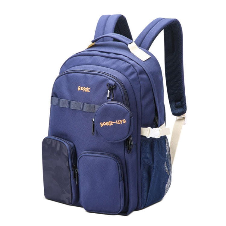 Bopai 68-01729 Large Capacity Canvas Lightweight and Breathable Student Schoolbag(Deep Blue 2)