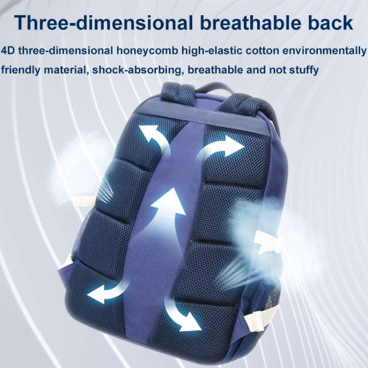 Bopai 68-01729 Large Capacity Canvas Lightweight and Breathable Student Schoolbag(Deep Blue 2)