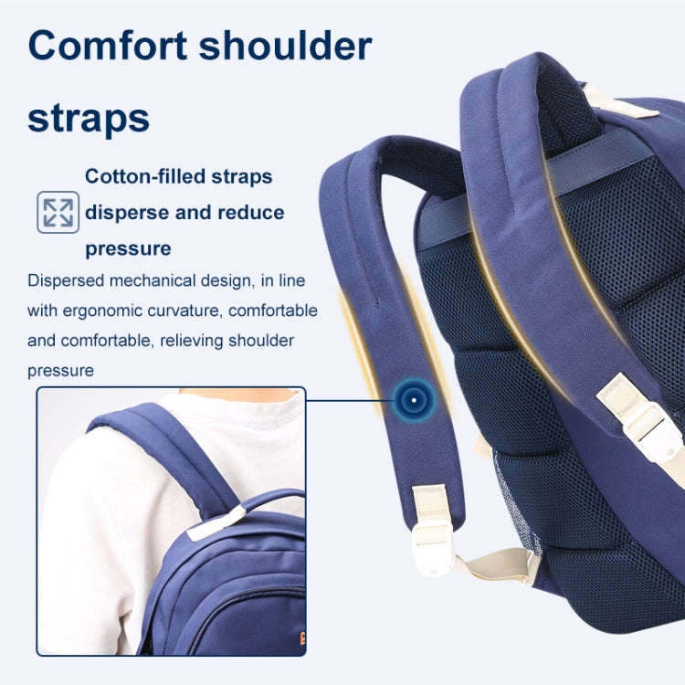 Bopai 68-01729 Large Capacity Canvas Lightweight and Breathable Student Schoolbag(Deep Blue 2)
