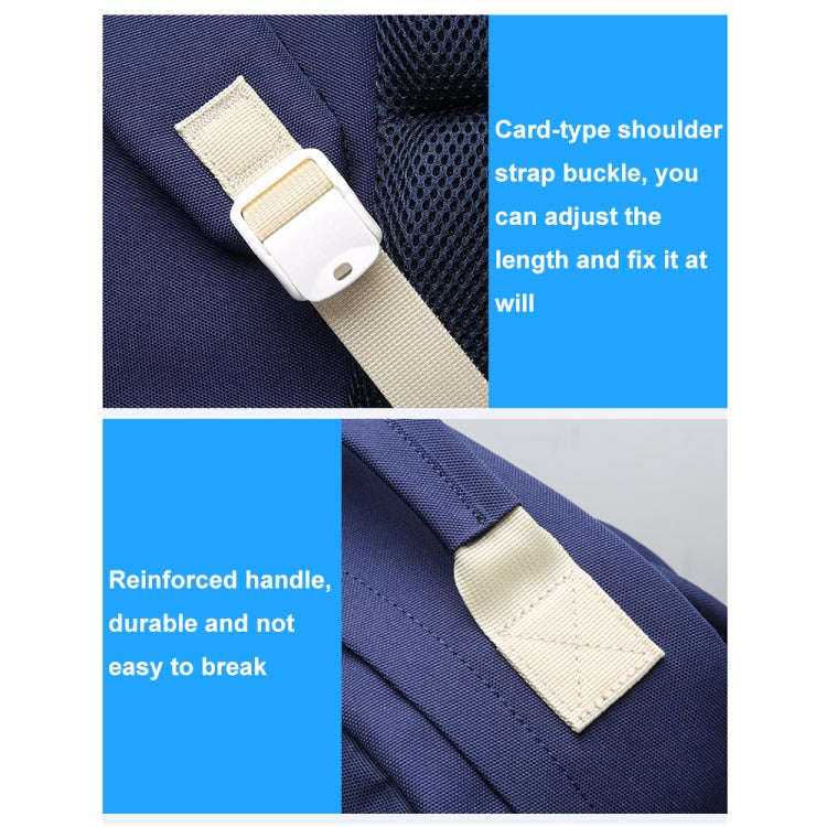 Bopai 68-01729 Large Capacity Canvas Lightweight and Breathable Student Schoolbag(Deep Blue 2)