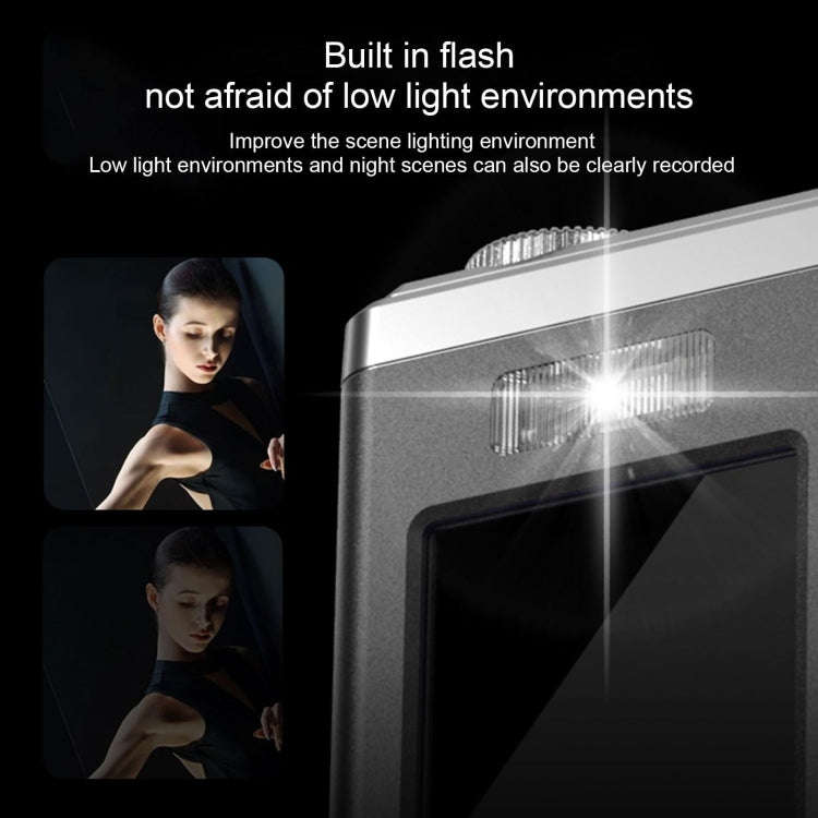 4K HD Optical Dual Lens Digital Camera 50MP Dual Screen Selfie Camera, No Memory(Black)