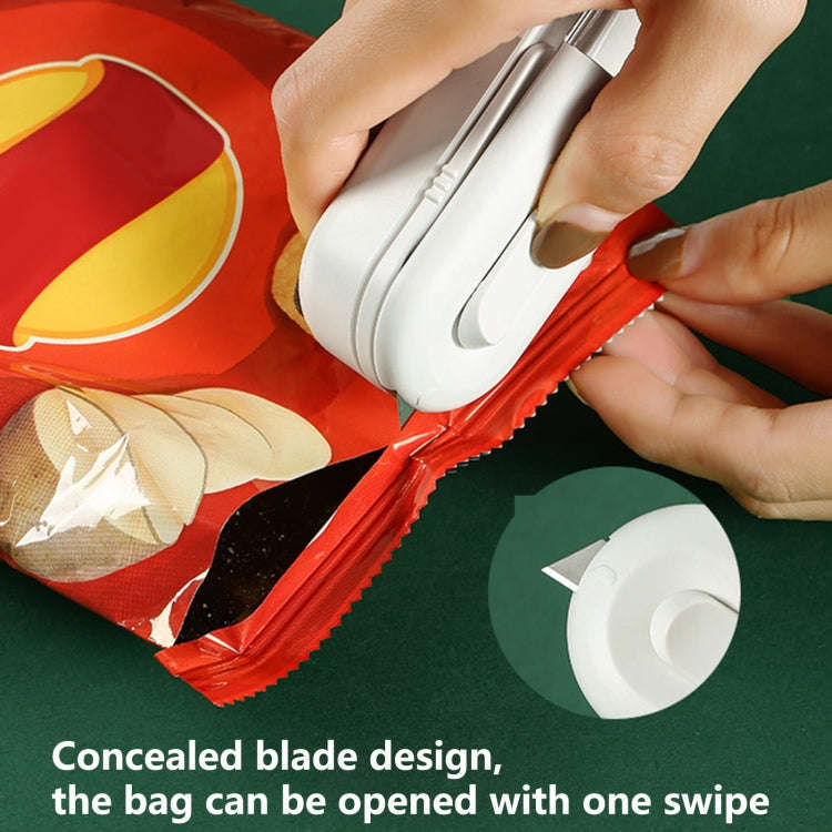 Food Packaging Sealer 2 In 1 Magnetic Mini Handheld Vacuum Sealer Machine With Cutter(White)