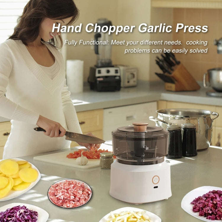 JRQ-01 Home Wireless Electric Meat Grinder Kitchen Garlic Pounder, Size: Long-press(White)