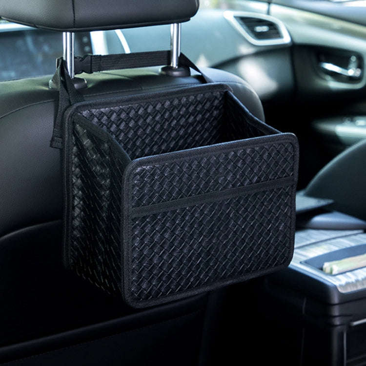 Car Hanging Garbage Bag Multifunctional Folding Storage Box, Model: H611 Woven Pattern