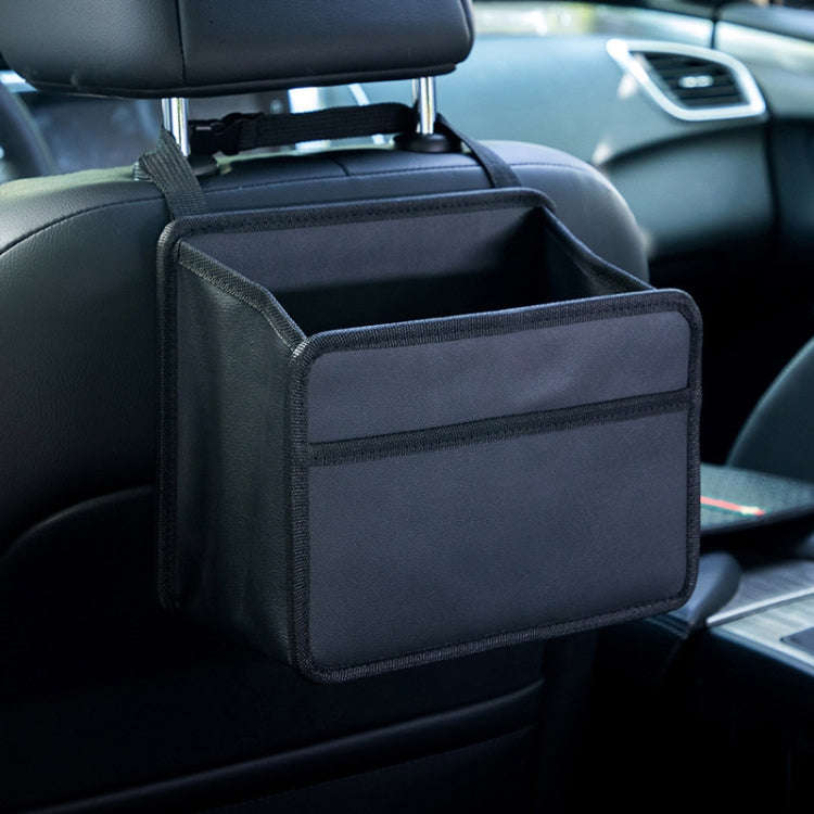 Car Hanging Garbage Bag Multifunctional Folding Storage Box, Model: H613 Litchi Pattern