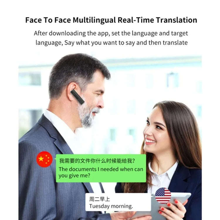 40 Languages Instant Real-Time Translation Smart Wireless BT5.0 Translation Earphone(Black)