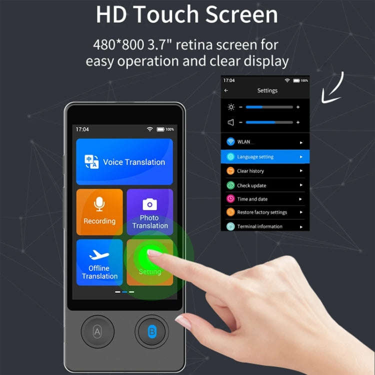 Hishell W12 144 Languages AI Voice Translator Smart Camera Translator Offline Dialogue Real-Time ...