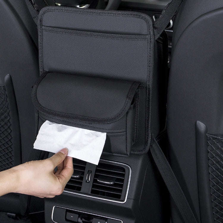 Car Seat Storage Mesh Pocket Hanging Storage Bag Tissue Box, Color: H9160 Black